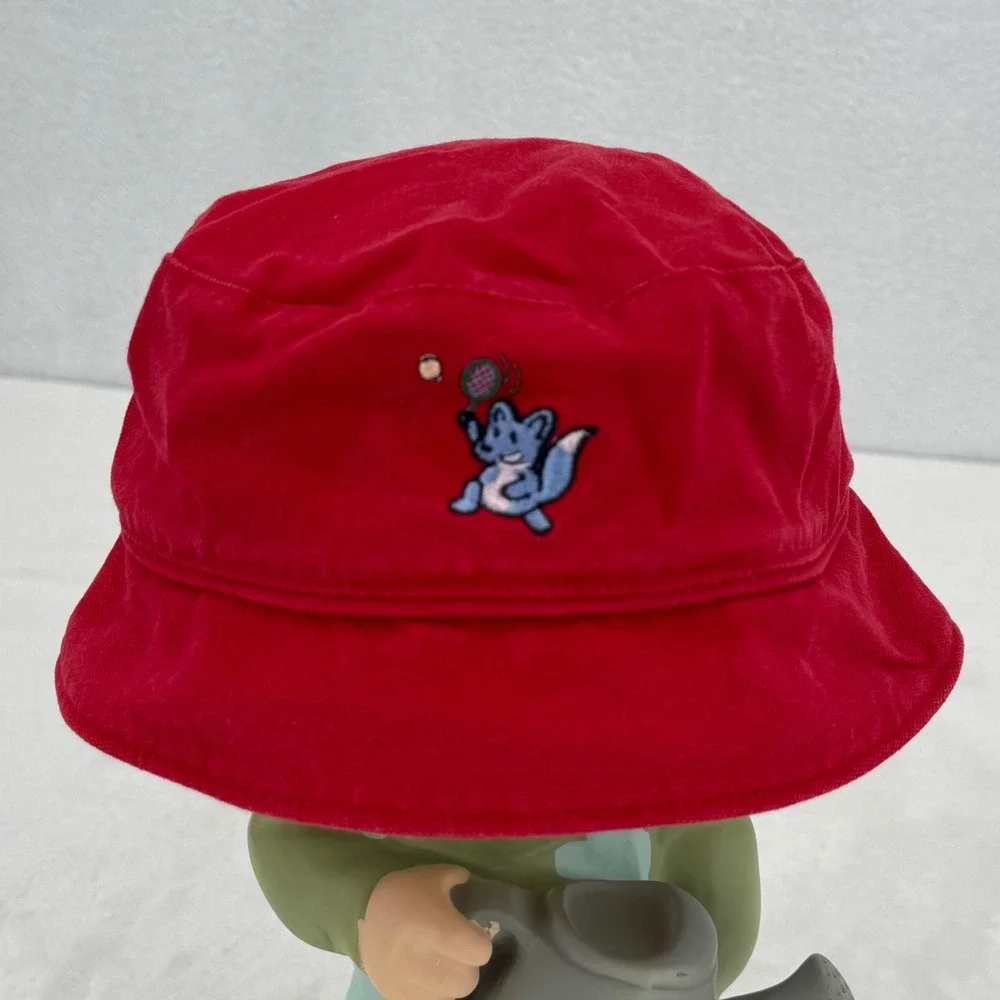 Vintage Gymboree Bucket Sun Hat Infant 0-6 Month Embroidered Tennis Squirrel Y2K